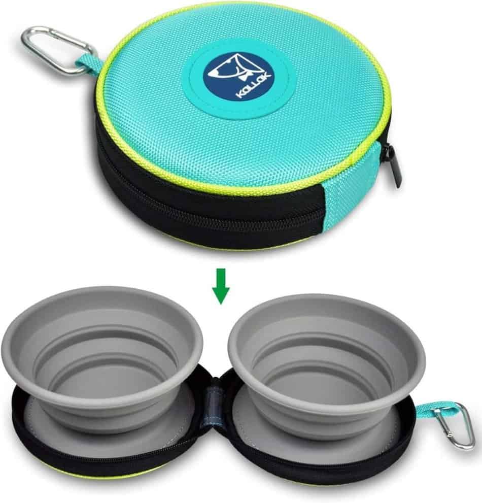 KALLAK Travel Twin Pet Bowls for Dogs